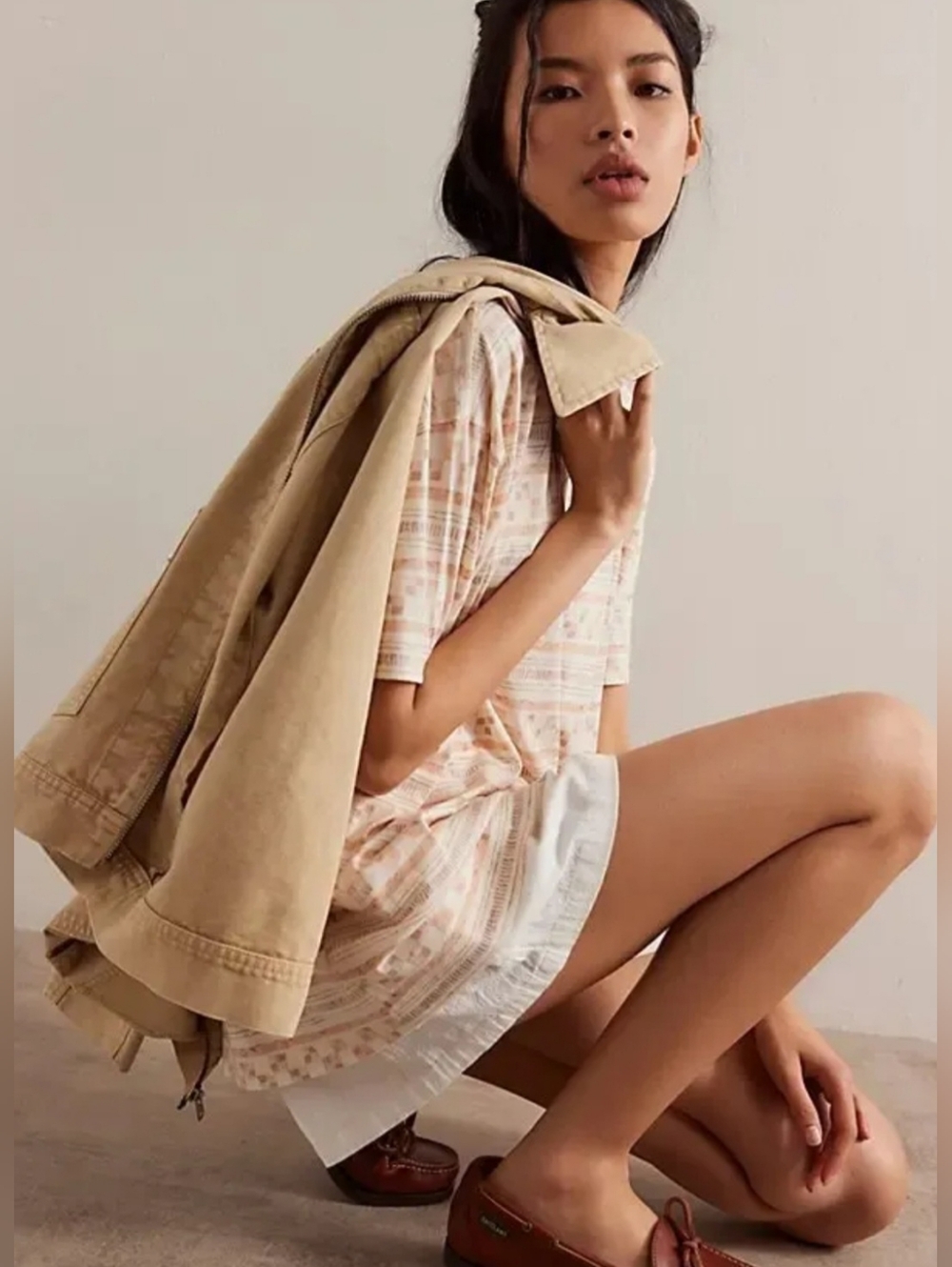 Nwt Free People Nina Oversized Tee S Beige Boho Festival Slouchy Tee - Picture 14 of 14